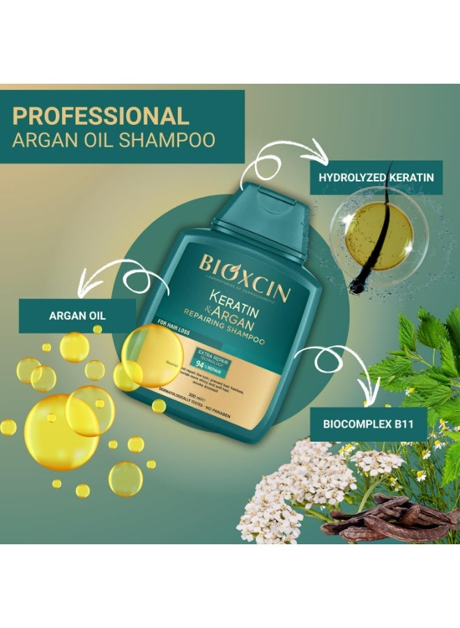 بيوكسين شامبو كيراتين وأرجان مضاد لتساقط الشعر لإصلاح الشعر الجاف والمتضرر – 300 مل + 100 مل هدية - Image 4